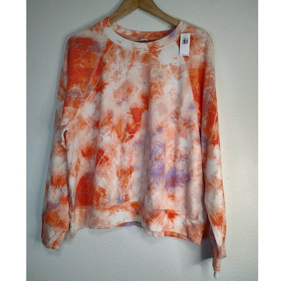 Old Navy Tops - Old Navy Orange White Purple Long Sleeve Round Neck Sweatshirt Size Large